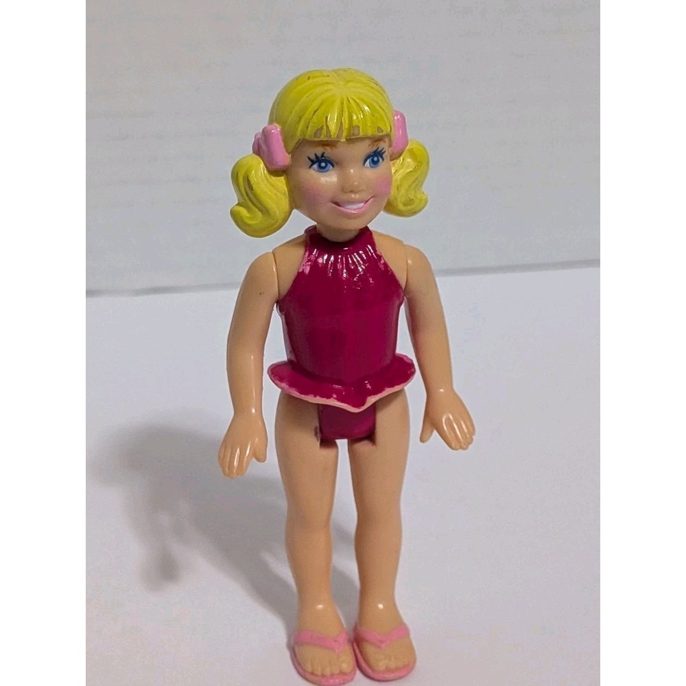 Hasbro Playskool Dollhouse Blonde Pool Girl Child Doll Figure in Red Swimsuit